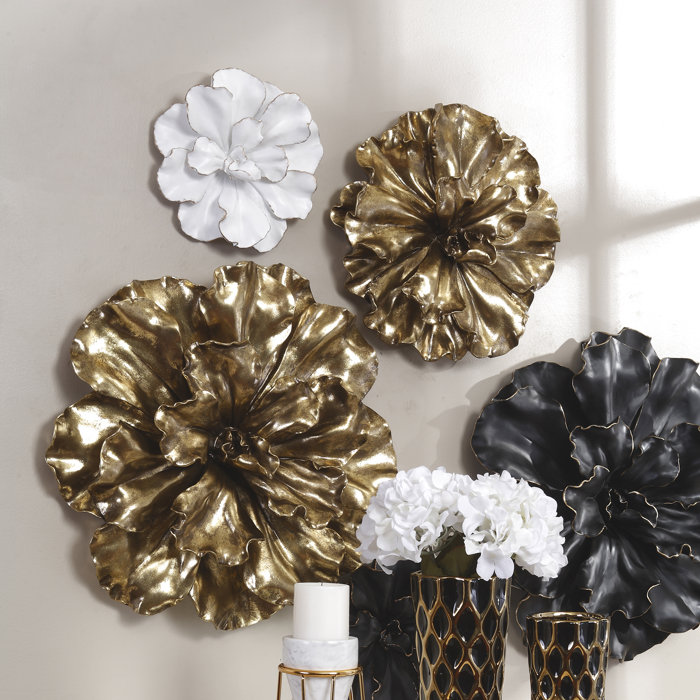 Ophelia & Co. White/Gold Flower Wall Décor & Reviews Wayfair